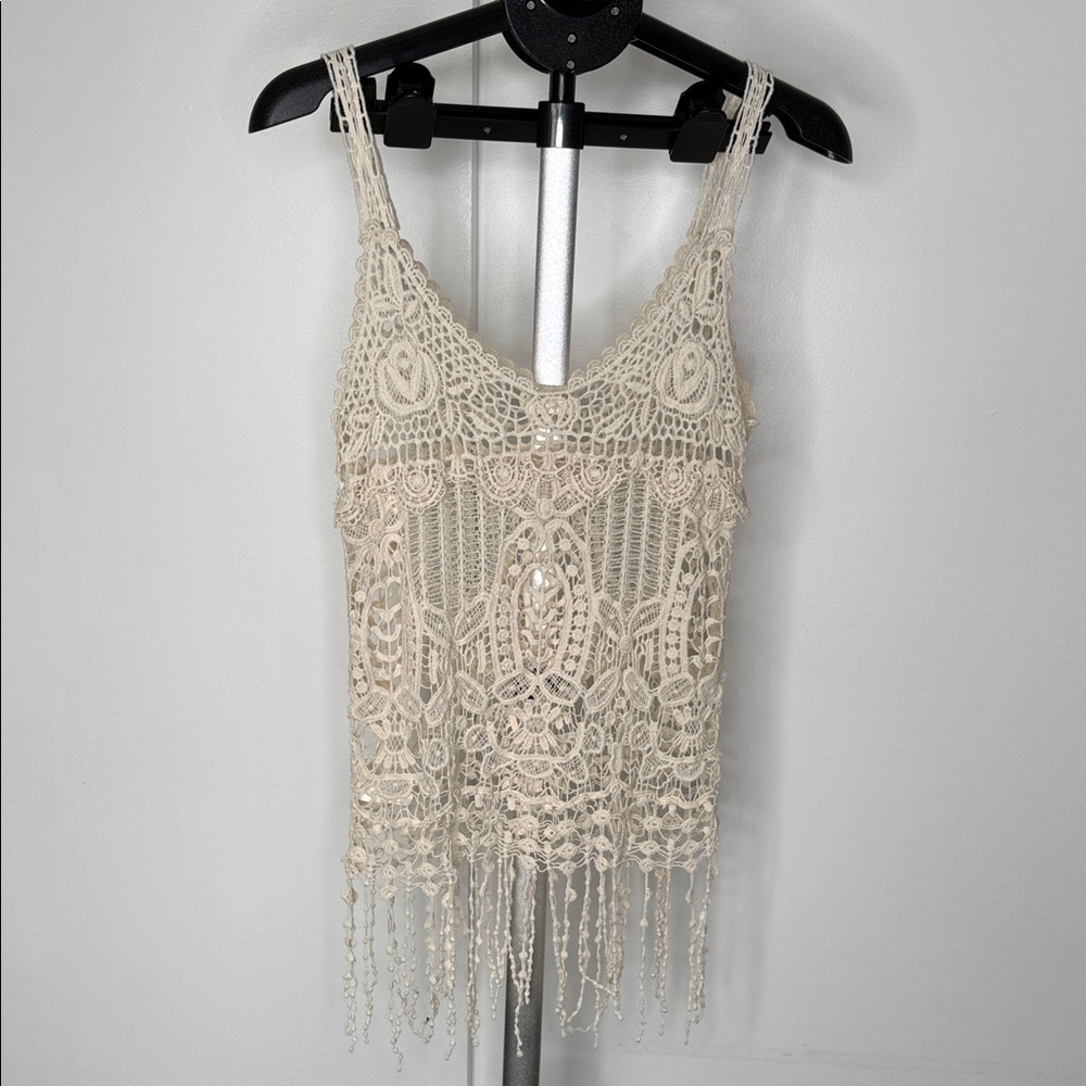 Chic Crochet Lace Camisole in Cream